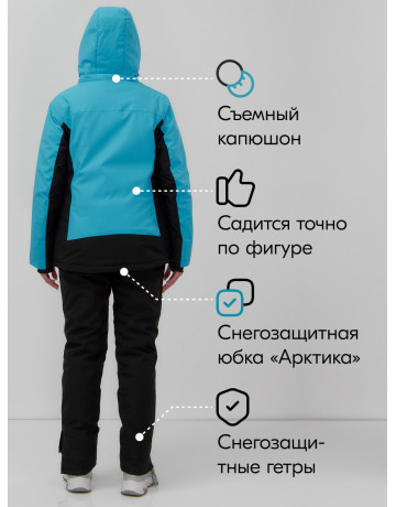Женский зимний горнолыжный костюм синего цвета