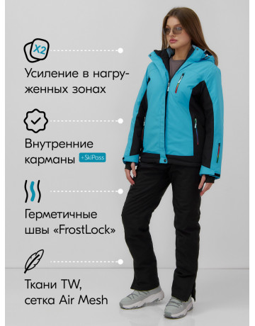 Женский зимний горнолыжный костюм синего цвета