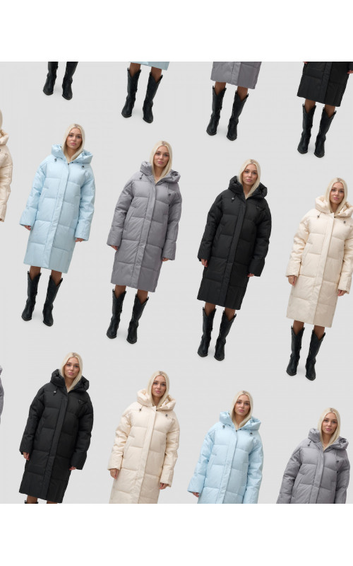 Длинный женский пуховик летучая мышь для зимы