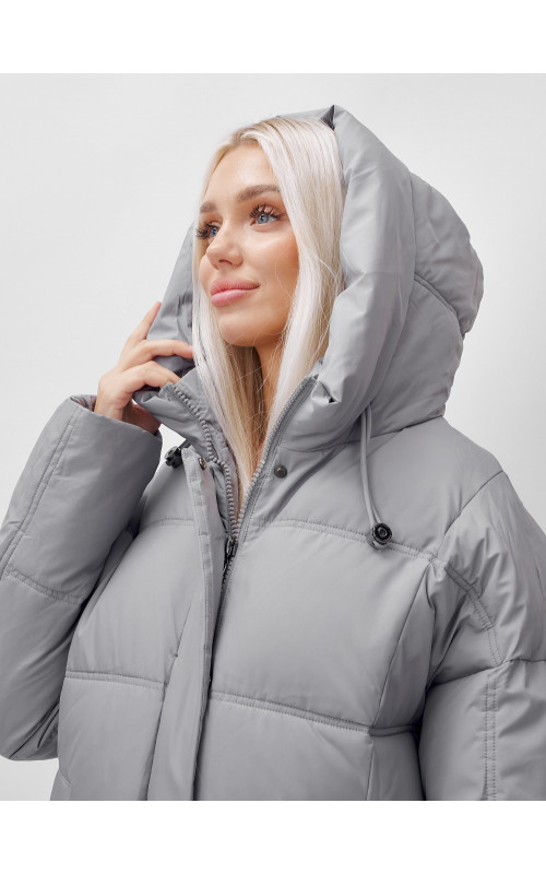 Длинный женский пуховик летучая мышь для зимы