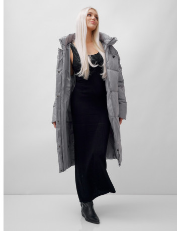 Длинный женский пуховик летучая мышь для зимы