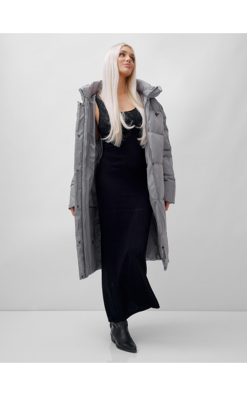 Длинный женский пуховик летучая мышь для зимы