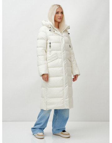 Длинный зимний пуховик с капюшоном для женщин