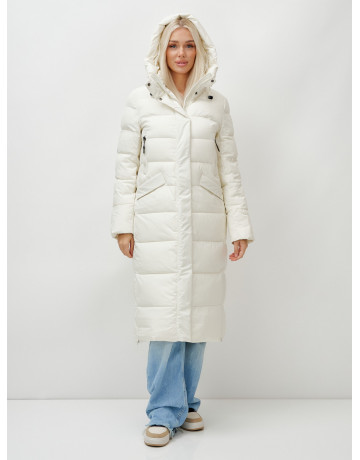 Длинный зимний пуховик с капюшоном для женщин