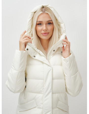 Длинный зимний пуховик с капюшоном для женщин