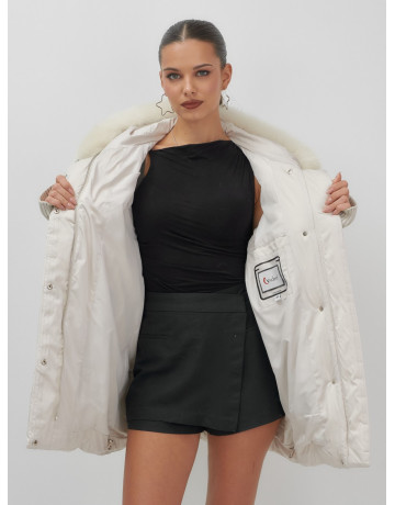 Роскошный зимний пуховик с мехом песца премиум-класса для женщин.