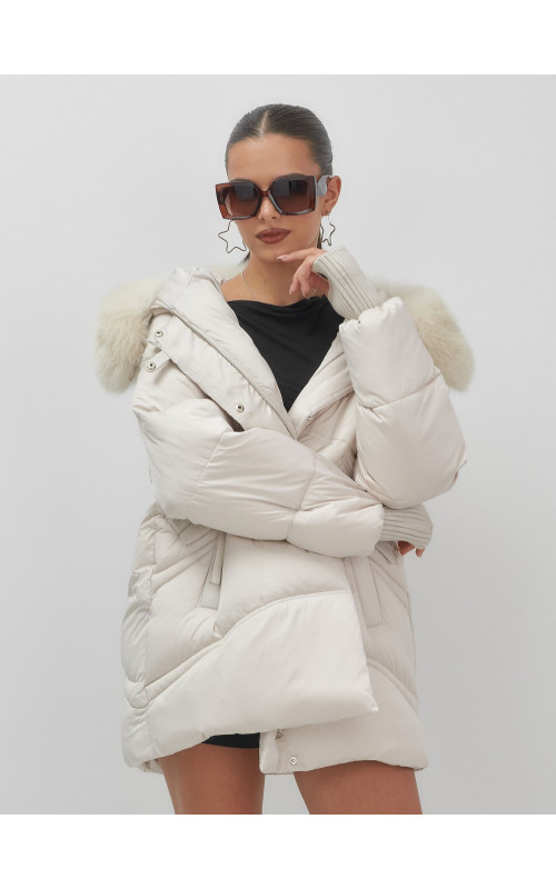 Роскошный зимний пуховик с мехом песца премиум-класса для женщин.