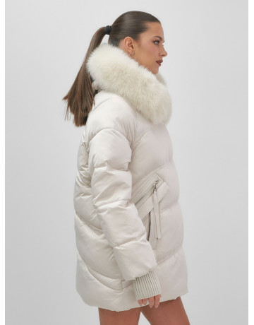 Роскошный зимний пуховик с мехом песца премиум-класса для женщин.