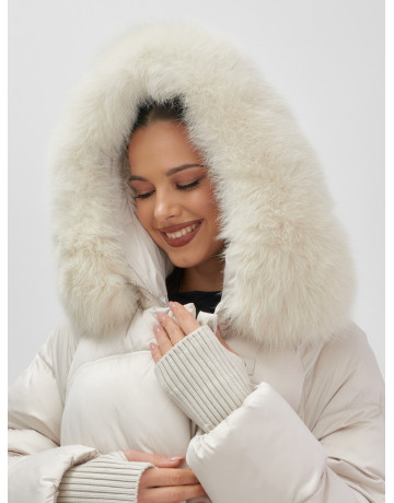 Роскошный зимний пуховик с мехом песца премиум-класса для женщин.