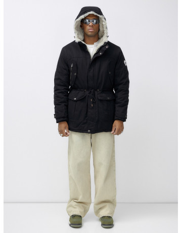 Мужская зимняя парка с меховым капюшоном — защита от холода.