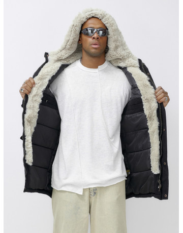 Мужская зимняя парка с меховым капюшоном — защита от холода.