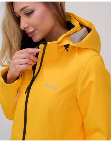 Женская спортивная парка с капюшоном, жёлтый softshell.