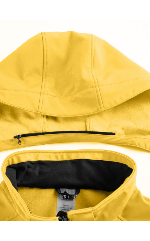 Женская спортивная парка с капюшоном, жёлтый softshell.