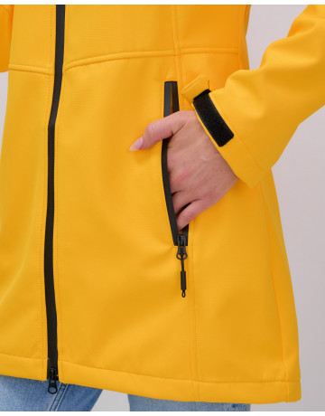 Женская спортивная парка с капюшоном, жёлтый softshell.