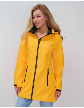 Женская спортивная парка с капюшоном, жёлтый softshell.