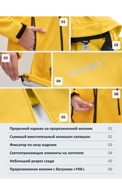 Женская спортивная парка с капюшоном, жёлтый softshell.