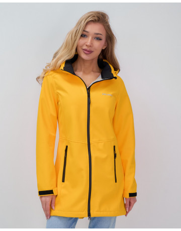 Женская спортивная парка с капюшоном, жёлтый softshell.