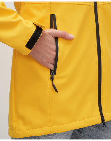 Женская спортивная парка с капюшоном, жёлтый softshell.