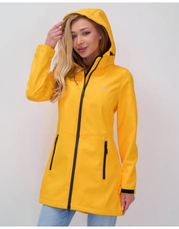 Женская спортивная парка с капюшоном, жёлтый softshell.