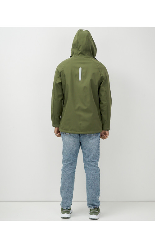 Мужская спортивная ветровка с капюшоном softshell, цвет хаки