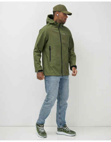 Мужская спортивная ветровка с капюшоном softshell, цвет хаки