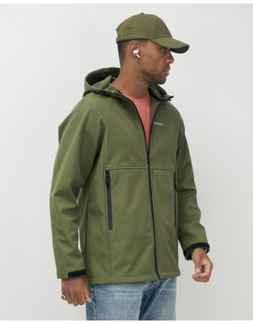 Мужская спортивная ветровка с капюшоном softshell, цвет хаки