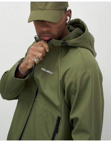 Мужская спортивная ветровка с капюшоном softshell, цвет хаки