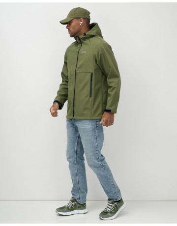 Мужская спортивная ветровка с капюшоном softshell, цвет хаки