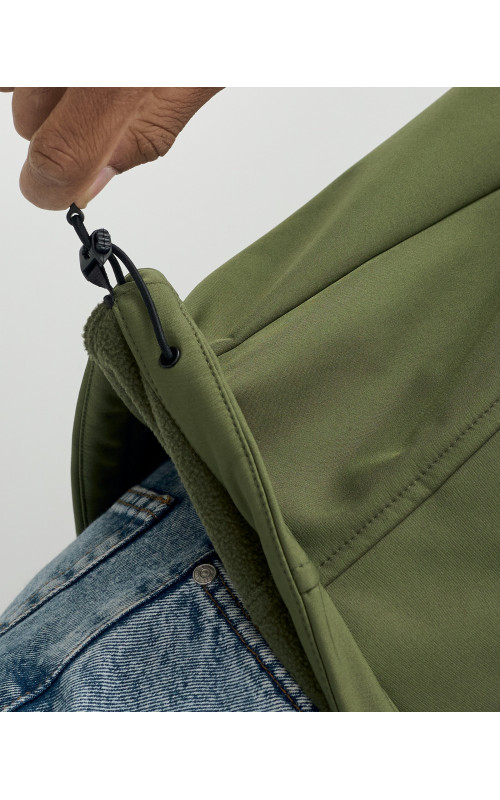 Мужская спортивная ветровка с капюшоном softshell, цвет хаки