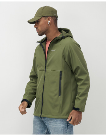 Мужская спортивная ветровка с капюшоном softshell, цвет хаки
