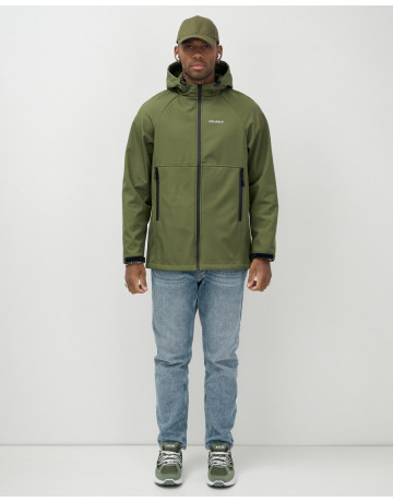 Мужская спортивная ветровка с капюшоном softshell, цвет хаки