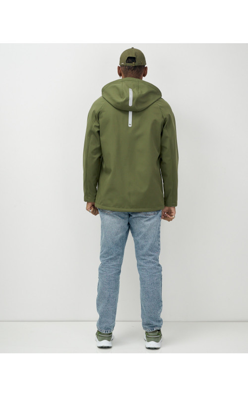 Мужская спортивная ветровка с капюшоном softshell, цвет хаки