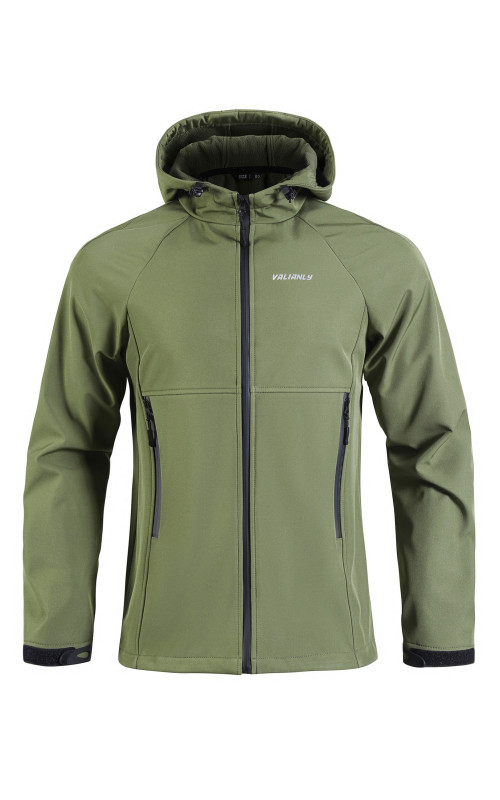 Мужская спортивная ветровка с капюшоном softshell, цвет хаки
