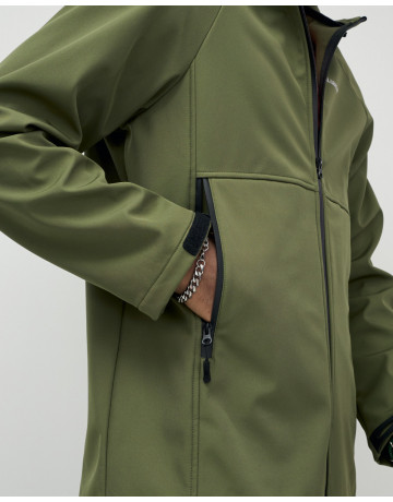 Мужская спортивная ветровка с капюшоном softshell, цвет хаки