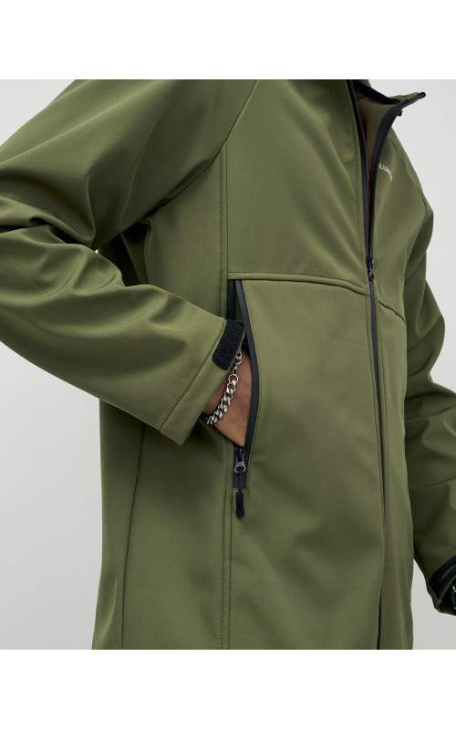 Мужская спортивная ветровка с капюшоном softshell, цвет хаки