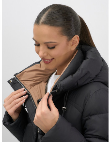 Длинный зимний пуховик с капюшоном для женщин