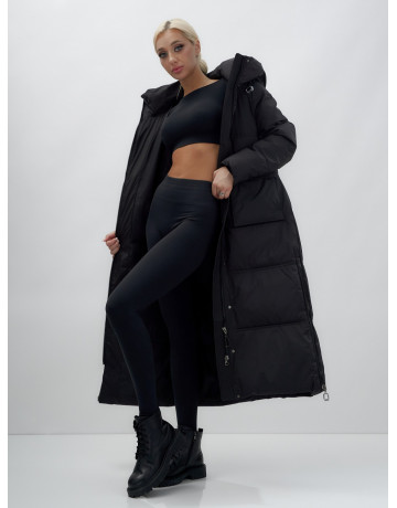 Длинный зимний пуховик с капюшоном для женщин