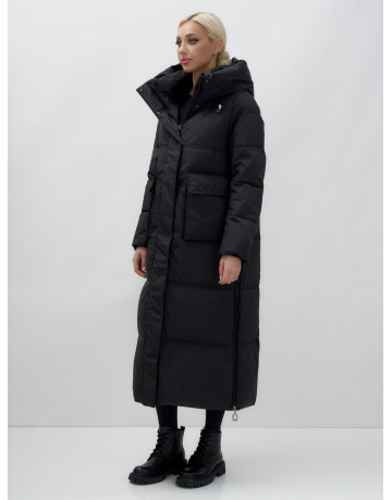 Длинный зимний пуховик с капюшоном для женщин