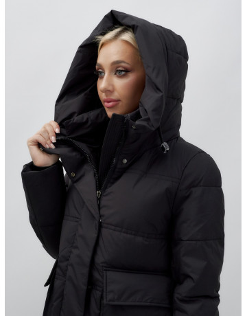 Длинный зимний пуховик с капюшоном для женщин