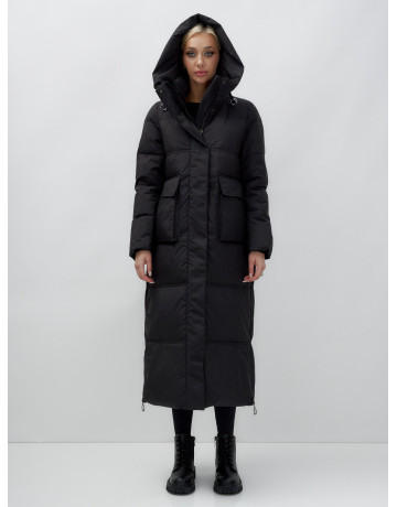 Длинный зимний пуховик с капюшоном для женщин