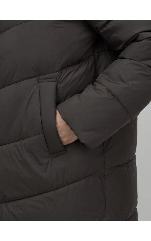 Женский длинный пуховик с капюшоном для зимы