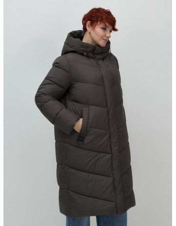 Женский длинный пуховик с капюшоном для зимы
