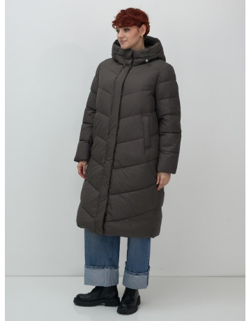Женский длинный пуховик с капюшоном для зимы