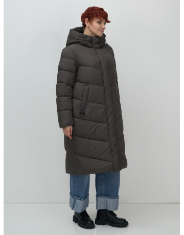 Женский длинный пуховик с капюшоном для зимы