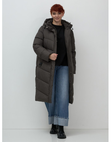 Женский длинный пуховик с капюшоном для зимы