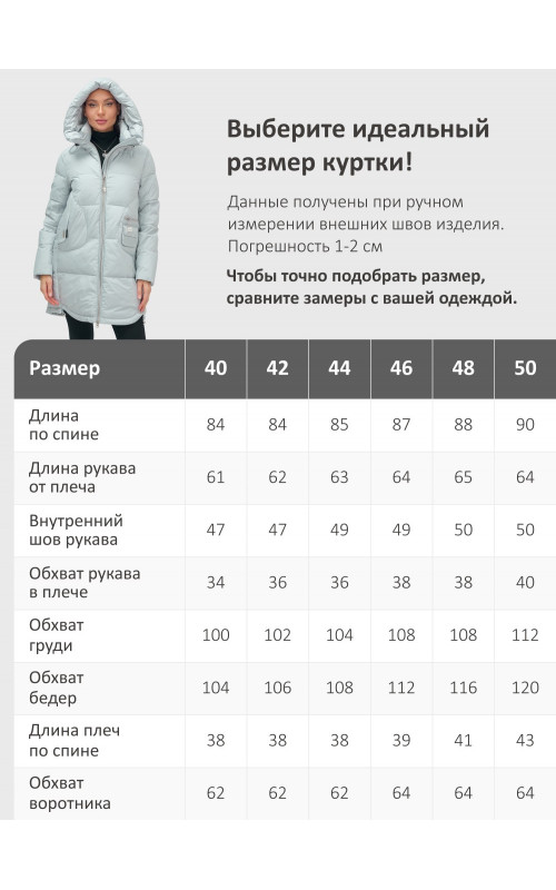 Пуховик женский зимний с капюшоном голубой.