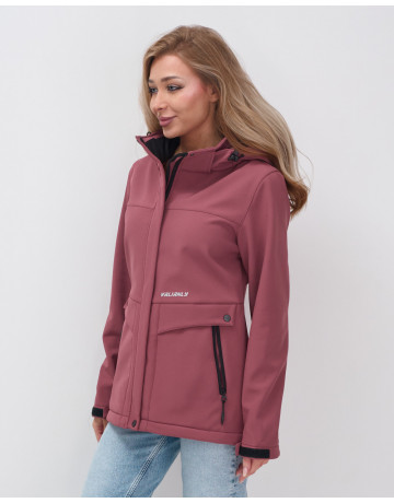 Женская спортивная ветровка с капюшоном softshell малинового цвета