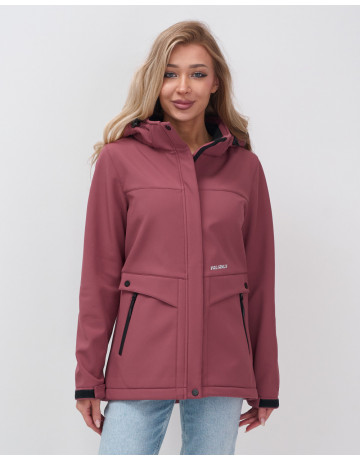 Женская спортивная ветровка с капюшоном softshell малинового цвета