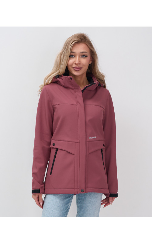 Женская спортивная ветровка с капюшоном softshell малинового цвета