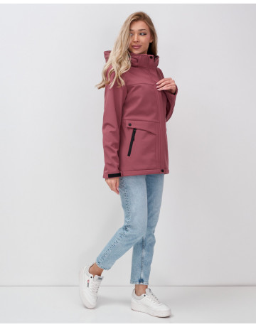 Женская спортивная ветровка с капюшоном softshell малинового цвета